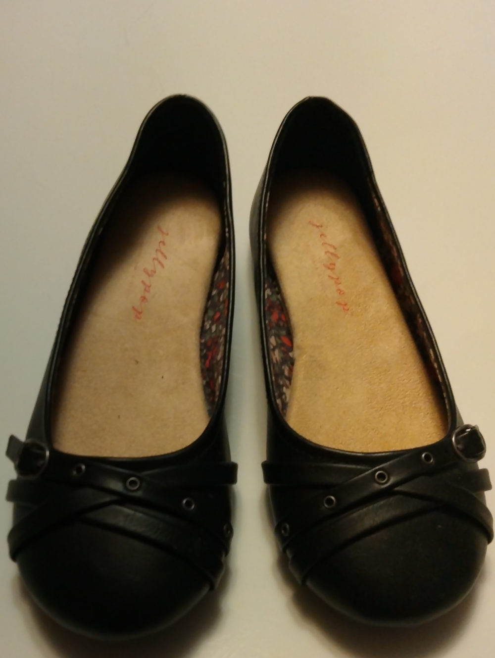 Jellypop Black Women's Buckle Strap Ballet Flats